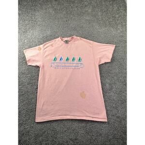 VINTAGE 90s Cape Cod Shirt Mens XL Pink Peach Massachusetts Single Stitch FLAW